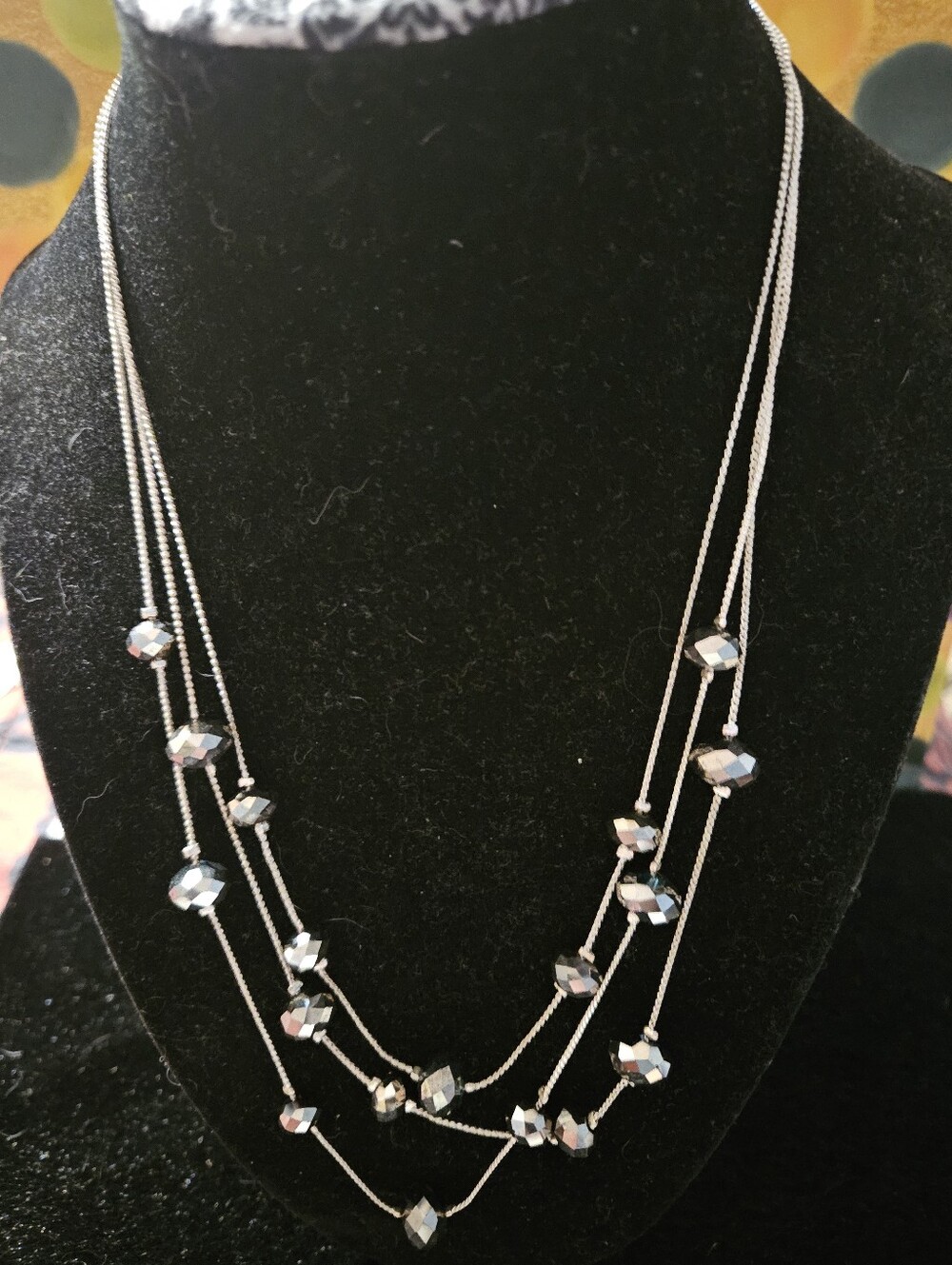 Silver Multi-Strand Beaded Necklace - Elegant Women Jewelry